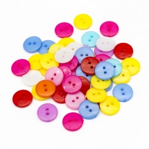 Пуговицы Акриловые, 2-отверстия, Круглые-Плоские, Микс, 15х1.5мм, Отв-тие: 2мм, (УТ0002129)