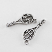 Кулон Тенисная Ракетка, Металл, Цвет: Античное Серебро, Размер: 28х9х4мм, Отверстие 2мм, (УТ0002161)