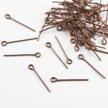 Пины с Колечком, Железные, Цвет: Медь, Размер: 30х0.7мм, Отв-тие 2мм, 50г/около 400шт (БА000000876)