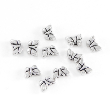Бусины Бабочка, Металл, Цвет: Античное Серебро, Размер: 5х8х3мм, Отв-тие 1мм, (УТ0002243)