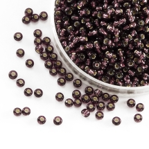 Бісер 27060 Чеський Preciosa 10/0, Прозорий зі срібною смугою TSL, Фіолетовий, Круглий, (УТ0002463)