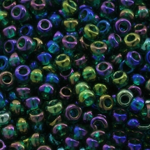 Бисер 51060 Чешский Preciosa 10/0, Прозрачный радужный TR, Зеленый, Круглый, (УТ0002472)
