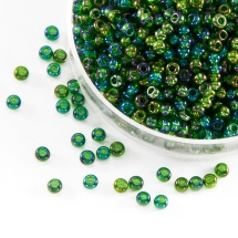 Бисер 51120 Чешский Preciosa 10/0, Прозрачный радужный TR, Зеленый, Круглый, (УТ0002484)