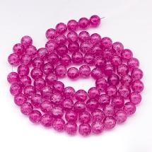 Бусины "Битое Стекло" Круглые, Цвет: Фуксия, Диаметр: 10мм, Отверстие 2мм, около 80шт/80см/нить, (УТ0002548)