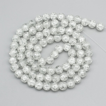 Бусины Кракле "Битое Стекло" Круглые, Цвет: Бесцветный, Диаметр: 10мм, Отверстие 2мм, около 76шт/76см/нить, (УТ0002552)