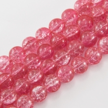 Намистини "Бите Скло" Круглі, Колір: Рожевий, Діаметр: 10мм, Отвір 2мм, близько 80шт/80см/нитка, (УТ0002553)
