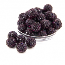 Намистини зі Стразами клас А, з полімерної глини, Круглі, Шамбала, Колір: Аметист, Розмір: Діаметр 10мм, Отвір 1.8 ~ 2 мм, (УТ0002561)