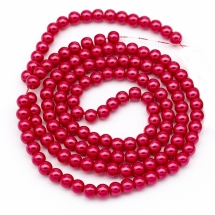 Жемчуг Бусины Стекло 6мм, Глянцевые, Круглые, Цвет: Темно-красный, Диаметр: 6мм, Отв-тие 1мм, около 140шт/84см/нить, (УТ0002601)