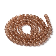 Бусины Кракле "Битое Стекло" Круглые, Цвет: Коричневый бледный, Диаметр: 8мм, Отверстие 1мм, около 95шт/76см/нить, (УТ0002834)