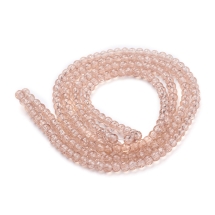 Бусины Кракле "Битое Стекло" Круглые, Цвет: Коричневый бледный, Диаметр: 4мм, Отверстие 1мм, около 190шт/76см/нить, (УТ0002835)