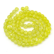 Бусины "Битое Стекло" Круглые, Цвет: Желтый, Диаметр: 10мм, Отверстие 2мм, около 80шт/80см/нить, (УТ0002840)