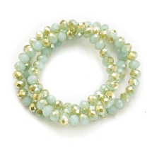 Бусины Гальваника Стекло, под Нефрит, Полупокрытие, Граненые, Рондель, Цвет: Бирюзовый, Размер: 6х4мм, Отв. 1мм, около 100шт/40см/нить, (УТ0002904)