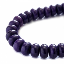 Бусины Синтетическая Бирюза, Окрашенные, На нитях, Рондель, Цвет: Фиолетовый, Диаметр: 8мм, Толщина 5мм, Отв. 1мм, около 80шт/40см/нить, (УТ0002983)