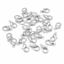 Застібка Карабін-Лобстер, Метал, Колір: Срібло, Розмір: 14х8мм, Отвір 2мм, (УТ0003025)