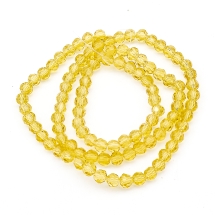 Намистини Скло круглі, прозорі, горіння під кришталь, Колір: Золотистий, Розмір: 4 ~ 5x3 ~ 4 мм, Отв-тя: 1мм, близько 100шт / 40см / нитка, (УТ0003032)