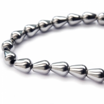 Бусины Гематит с покрытием Серебра, класс А, На нитях, Капля, Цвет: Серебристый, Размер: 9х6х6мм, Отв. 1мм, около 44шт/40см/нить, (УТ0003037)