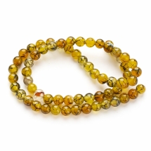 Бусины Натуральный Агат Вены Дракона, Окрашенные, Круглые, Оливковый, 6мм, Отверстие 1мм, около 62шт/38см/нить, (УТ0003100)