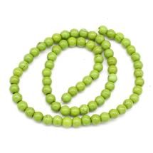 Бусины Синтетическая Бирюза, Круглые, Окрашенные, Зеленые, 6мм, Отверстие 1мм, около 67шт/40см/нить, (УТ0003136)