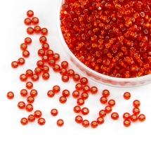 Бисер 97050 Чешский Preciosa 10/0, Прозрачный с серебряной полосой TSL, Красный, Круглый, (УТ0003155)