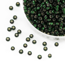 Бисер 57150 Чешский Preciosa 10/0, Прозрачный с серебряной полосой TSL, Зеленый, Круглый, (УТ0003159)
