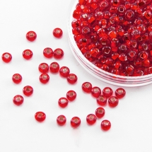 Бисер 97070 Чешский Preciosa 10/0, Прозрачный с серебряной полосой TSL, Красный, Круглый, (УТ0003197)