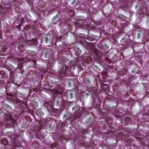 Бісер 78192 Чеський Preciosa 10/0, Прозорий зі срібною смугою TSL, Рожевий, Круглий, (УТ0003201)