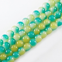 Бусины Стеклянные Двухцветные, окрашенные, круглые, Цвет: Желтый, Диаметр: 8мм, Отверстие 1мм, около 104шт/83см/нить, (УТ0003261)