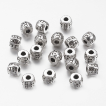 Бусины-Разделители, Бижутерный Сплав, Бочка, Цвет: Античное Серебро, Размер: 6х5мм, Отверстие 2.5мм, (УТ0003298)