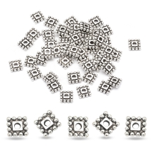 Бусины-Разделители Сплав Квадратные Тибетский Стиль, Античное Серебро, 7х7х2мм, Отверстие 2мм, (УТ0003299)