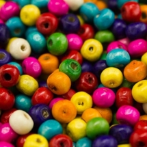 Бусины Деревянные Окрашенные, Круглые, Цвет: Микс, Размер: 4х3мм, Отв-тие 1.2мм, около 2700шт/50г, (УТ0003436)