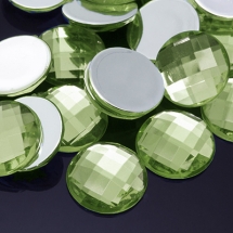 Акриловые Стразы - Кабошоны, Граненые, Плоские Круглые, Цвет: Салатовый, Размер: 12х4мм, (УТ0003458)