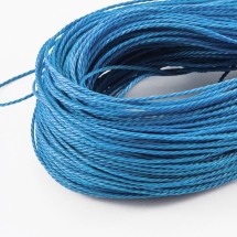 Шнур Вощений Поліестер, підходить для плетіння браслетів, Колір: Темно-блакитний, Розмір: Діаметр 1мм, близько 80м/зв'язка, (УТ0003528)