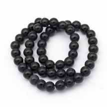 Бусины Кошачий Глаз, На нитях, Круглые, Цвет: Черный, Размер: 8мм, Отверстие 1мм, 50шт/40см/нить, (УТ0003556)