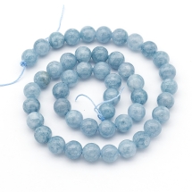 Бусины Натуральный Кварц Круглые, Имитация Аквамарина, Голубой, 8мм, Отверстие 1мм, около 43шт/36см/нить, (УТ0003613)