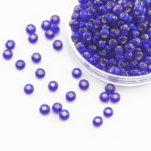 Бісер 37050 Чеський Preciosa 10/0, Прозорий зі срібною смугою TSL, Синій, Круглий, (УТ0003636)