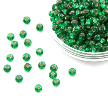 Бисер 57100 Чешский Preciosa 10/0, Прозрачный с серебряной полосой TSL, Зеленый, Круглый, (УТ0003637)