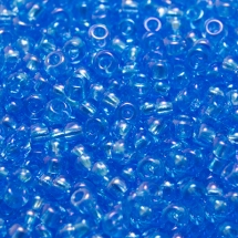 Бисер 61010 Чешский Preciosa 10/0, Прозрачный радужный TR, Голубой, Круглый, (УТ0003663)