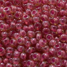 Бісер 11396 Чеський Preciosa 10/0, Прозорий райдужний TR, Рожевий, Круглий, (УТ0003672)