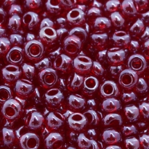 Бисер 96070 Чешский Preciosa 10/0, Прозрачный блестящий TS, Красный, Круглый, (УТ0003673)
