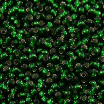 Бісер 57060 Чеський Preciosa 10/0, Прозорий зі срібною смугою TSL, Зелений, Круглий, (УТ0003682)