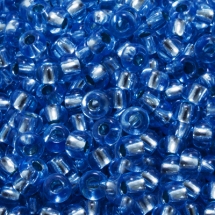 Бисер 67030 Чешский Preciosa 10/0, Прозрачный с серебряной полосой TSL, Синий, Круглый, (УТ0003685)