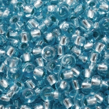Бисер 67000 Чешский Preciosa 10/0, Прозрачный с серебряной полосой TSL, Голубой, Круглый, (УТ0003686)