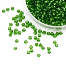 Бісер 57120 Чеський Preciosa 10/0, Прозорий з Срібною Смугою TSL, Зелений, Круглий, (УТ0003695)