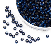 Бисер 67100 Чешский Preciosa 10/0, Прозрачный с серебряной полосой TSL, Синий, Круглый, (УТ0003715)
