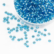 Бисер 67010 Чешский Preciosa 10/0, Прозрачный с серебряной полосой TSL, Синий, Круглый, (УТ0003717)