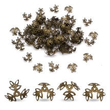 Шапочки для Бусин Залізні, Квітка, Колір: Бронза, Розмір: 13х4мм, Отвір 1.2мм, (УТ000000690)