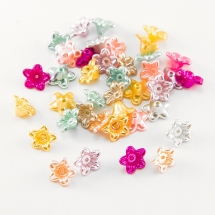 Жемчуг Бусины Пластиковые ABS, Глянцевые, Цветок, Микс, 10х5мм, Отверстие 1мм, (УТ000000078)