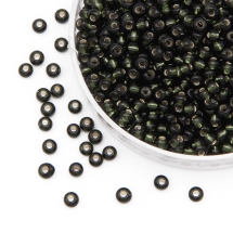 Бисер 57290 Чешский Preciosa 10/0, Прозрачный с серебряной полосой TSL, Зеленый, Круглый, (УТ0004323)