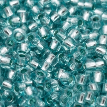 Бисер 78165 Чешский Preciosa 10/0, Прозрачный с серебряной полосой TSL, Бирюзовый, Круглый, (УТ0004336)