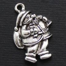 Кулон Дед Мороз, Металл, Цвет: Античное Серебро, Размер: 23х16х4мм, Отверстие 2мм, (УТ000006637)